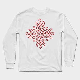 Dot Kolam, Red transparent Kolam, Muggu, rangoli Long Sleeve T-Shirt